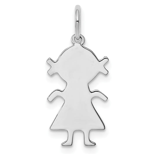 925 Sterling Silver Girl Polished Front Satin Back Disc Engravable Charm Pendant Jewelry Gifts (Length 0.82" Width 0.39")