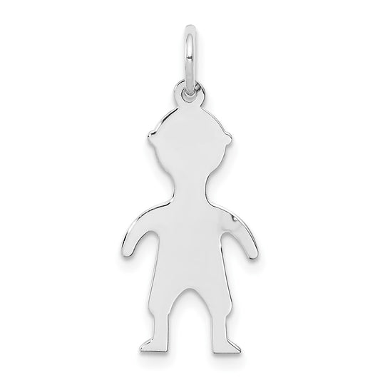 925 Sterling Silver Boy Polished Front Satin Back Disc Engravable Charm Pendant Jewelry Gifts (Length 0.98" Width 0.43")