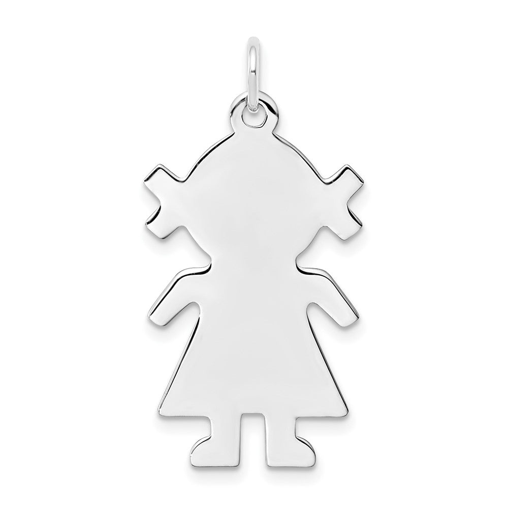 925 Sterling Silver Girl Polished Front Satin Back Disc Engravable Charm Pendant Jewelry Gifts (Length 1.17" Width 0.62")
