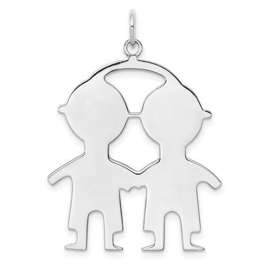 925 Sterling Silver Boy Boy Polished Front Satin Back Disc Engravable Charm Pendant Jewelry Gifts (Length 1.33" Width 0.98")