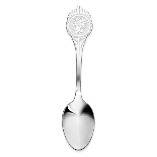 925 Sterling Silver Boy Polished Front Satin Back SpoonEngravable Charm Pendant Jewelry Gifts (Length 3.2" Width 0.78")