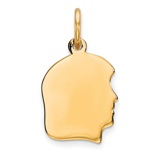 925 Sterling Silver Gold Plated Girl Polished Disc Engravable Charm Pendant Jewelry Gifts (Length 0.78" Width 0.39")