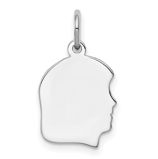 925 Sterling Silver Girl Disc Polish on Front BackEngravable Charm Pendant Jewelry Gifts (Length 0.59" Width 0.39")
