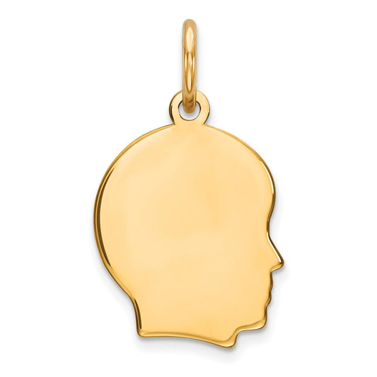 925 Sterling Silver Gold Plated Boy Polished Disc Engravable Charm Pendant Jewelry Gifts (Length 0.74" Width 0.39")