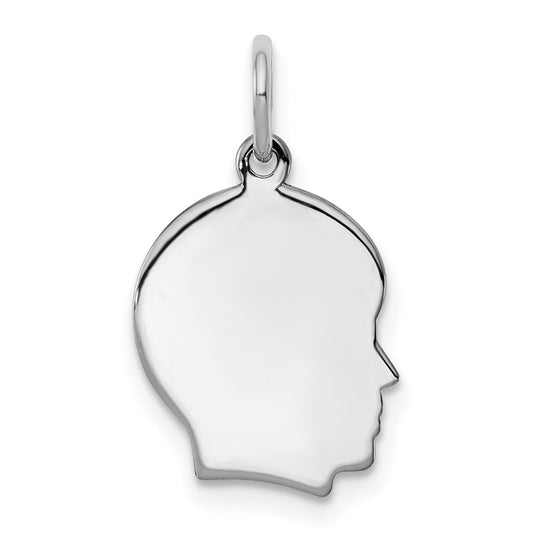 925 Sterling Silver Boy Disc Polish on Front BackEngravable Charm Pendant Jewelry Gifts (Length 0.55" Width 0.39")