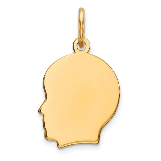 925 Sterling Silver Gold Plated Boy Polished Disc Engravable Charm Pendant Jewelry Gifts (Length 0.78" Width 0.39")