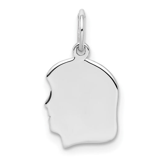 925 Sterling Silver Girl Disc Polish on Front BackEngravable Charm Pendant Jewelry Gifts (Length 0.74" Width 0.39")