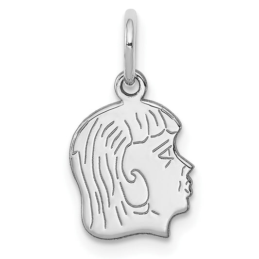 925 Sterling Silver Girl Disc Polish on Front BackEngravable Charm Pendant Jewelry Gifts (Length 0.62" Width 0.39")