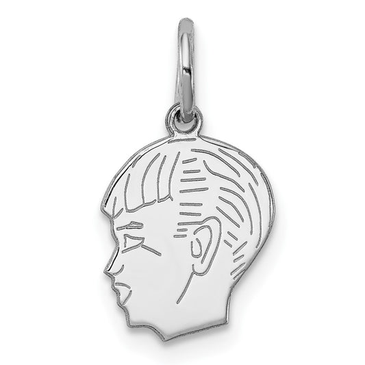 925 Sterling Silver Boy Disc Polish on Front BackEngravable Charm Pendant Jewelry Gifts (Length 0.62" Width 0.39")