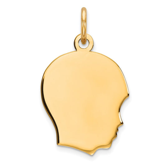 925 Sterling Silver Gold Plated Boy Polished Disc Engravable Charm Pendant Jewelry Gifts (Length 0.86" Width 0.55")
