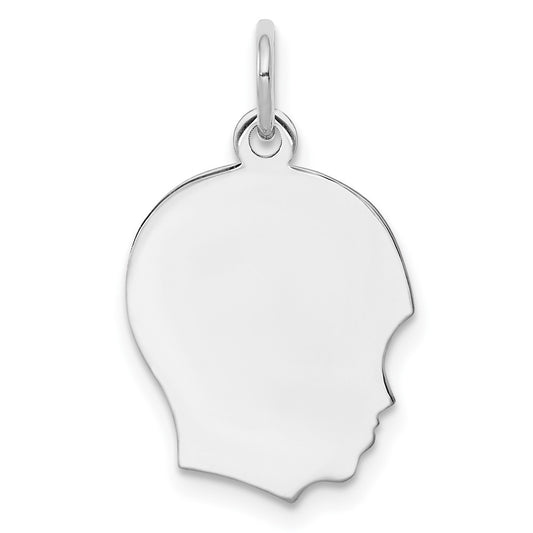 925 Sterling Silver Boy Disc Polish on Front BackEngravable Charm Pendant Jewelry Gifts (Length 0.86" Width 0.55")