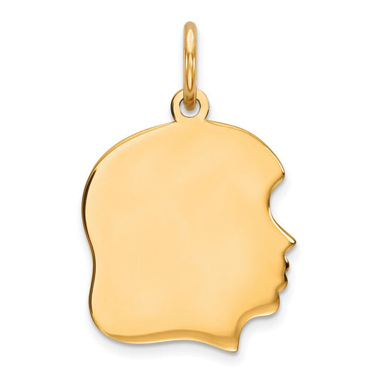 925 Sterling Silver Gold Plated Girl Polished Disc Engravable Charm Pendant Jewelry Gifts (Length 0.82" Width 0.51")