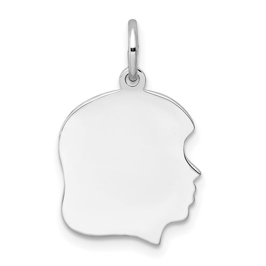 925 Sterling Silver Girl Disc Polish on Front BackEngravable Charm Pendant Jewelry Gifts (Length 0.82" Width 0.51")