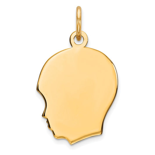 925 Sterling Silver Gold Plated Boy Polished Disc Engravable Charm Pendant Jewelry Gifts (Length 0.86" Width 0.55")