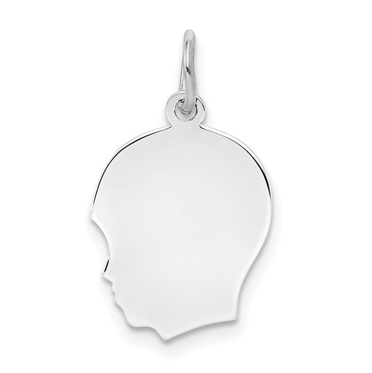 925 Sterling Silver Boy Disc Polish on Front BackEngravable Charm Pendant Jewelry Gifts (Length 0.86" Width 0.55")