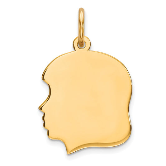 925 Sterling Silver Gold Plated Girl Polished Disc Engravable Charm Pendant Jewelry Gifts (Length 0.82" Width 0.51")
