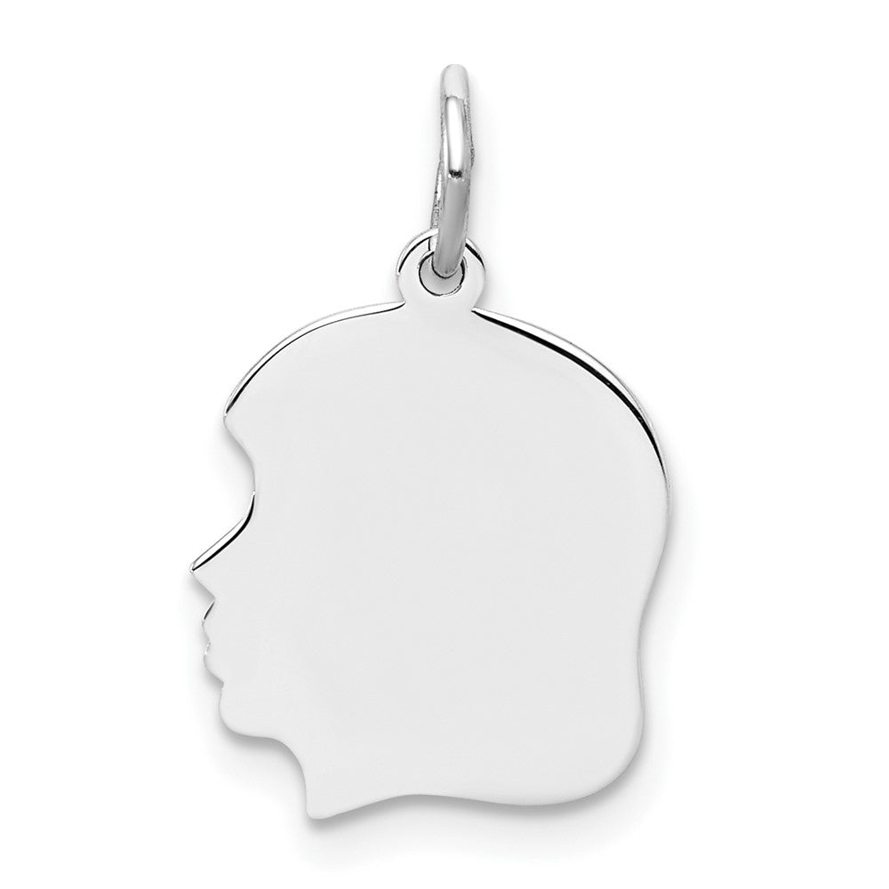 925 Sterling Silver Girl Polished Front Satin Back Disc Engravable Charm Pendant Jewelry Gifts (Length 0.62" Width 0.51")