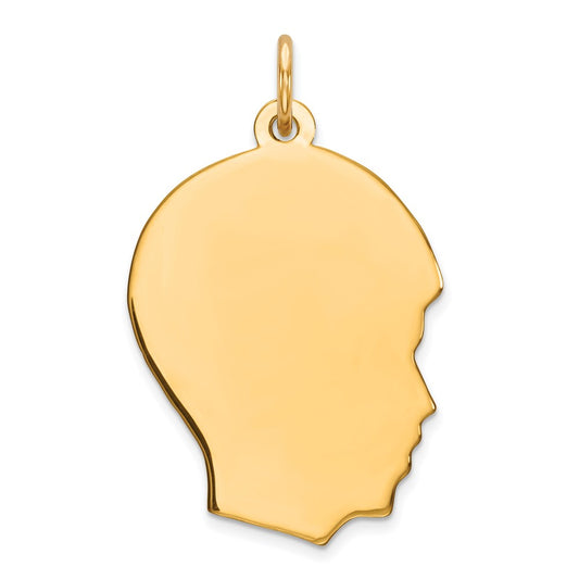 925 Sterling Silver Gold Plated Boy Polished Disc Engravable Charm Pendant Jewelry Gifts (Length 1.09" Width 0.66")