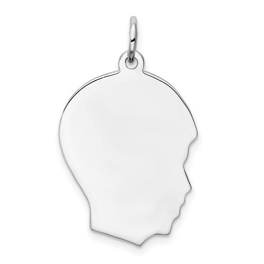 925 Sterling Silver Boy Disc Polish on Front BackEngravable Charm Pendant Jewelry Gifts (Length 1.09" Width 0.66")