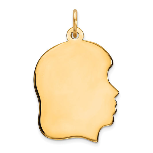 925 Sterling Silver Gold Plated Girl Polished Disc Engravable Charm Pendant Jewelry Gifts (Length 1.09" Width 0.62")