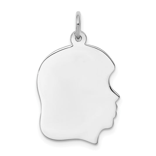 925 Sterling Silver Girl Disc Polish on Front BackEngravable Charm Pendant Jewelry Gifts (Length 1.09" Width 0.62")