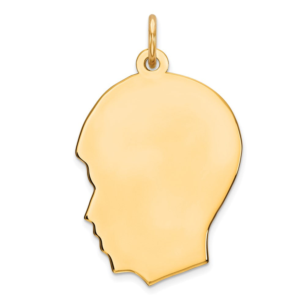925 Sterling Silver Gold Plated Boy Polished Disc Engravable Charm Pendant Jewelry Gifts (Length 1.09" Width 0.66")