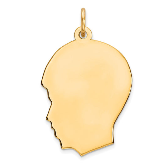 925 Sterling Silver Gold Plated Boy Polished Disc Engravable Charm Pendant Jewelry Gifts (Length 1.09" Width 0.66")