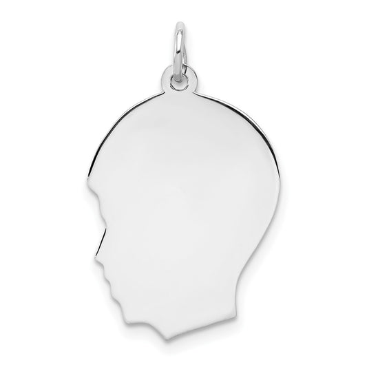 925 Sterling Silver Boy Polished Front Satin Back Disc Engravable Charm Pendant Jewelry Gifts (Length 1.09" Width 0.66")
