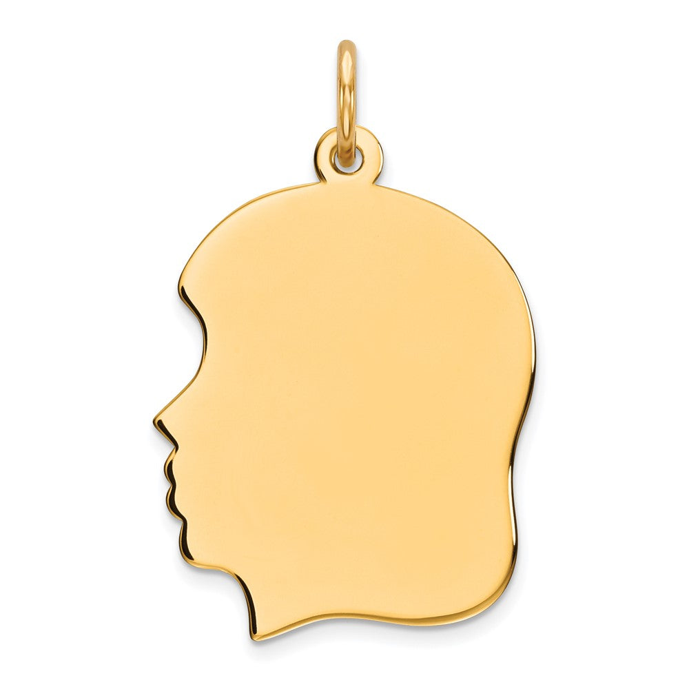 925 Sterling Silver Gold Plated Girl Polished Disc Engravable Charm Pendant Jewelry Gifts (Length 1.09" Width 0.62")