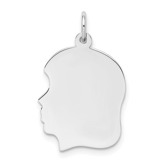 925 Sterling Silver Girl Disc Polish on Front BackEngravable Charm Pendant Jewelry Gifts (Length 1.09" Width 0.62")