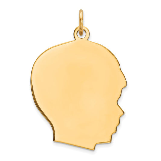 925 Sterling Silver Gold Plated Boy Polished Disc Engravable Charm Pendant Jewelry Gifts (Length 1.21" Width 0.78")