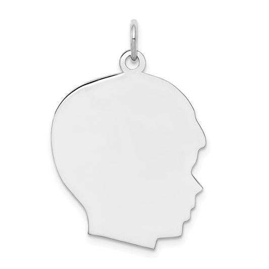 925 Sterling Silver Boy Polished Front Satin Back Disc Engravable Charm Pendant Jewelry Gifts (Length 1.01" Width 0.78")