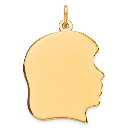 925 Sterling Silver Gold Plated Girl Polished Disc Engravable Charm Pendant Jewelry Gifts (Length 1.21" Width 0.78")