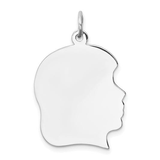 925 Sterling Silver Girl Disc Polish on Front BackEngravable Charm Pendant Jewelry Gifts (Length 1.21" Width 0.78")