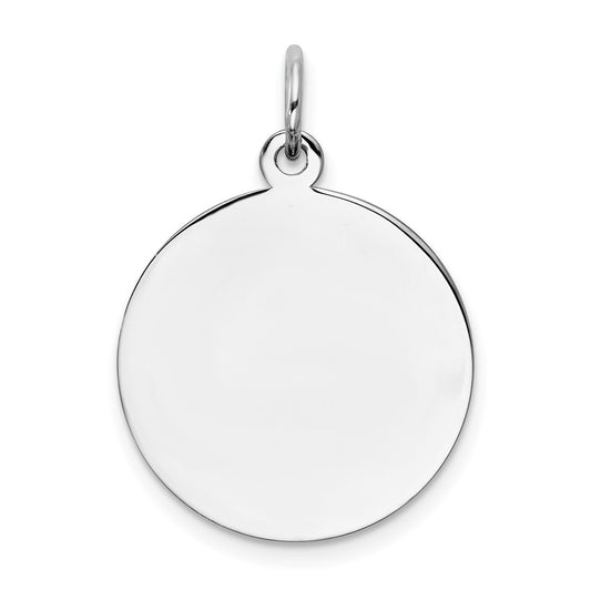 925 Sterling Silver Round Polished Front Satin Back Disc Engravable Charm Pendant Jewelry Gifts (Length 0.94" Width 0.66")