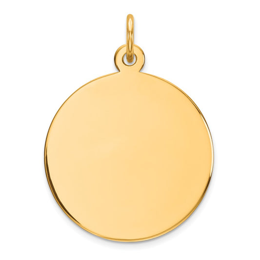 925 Sterling Silver Gold Plated Round Polished Disc Engravable Charm Pendant Jewelry Gifts (Length 1.01" Width 0.74")