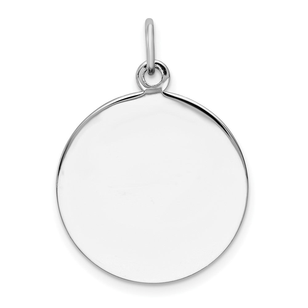 925 Sterling Silver Round Polished Front Satin Back Disc Engravable Charm Pendant Jewelry Gifts (Length 1.01" Width 0.74")