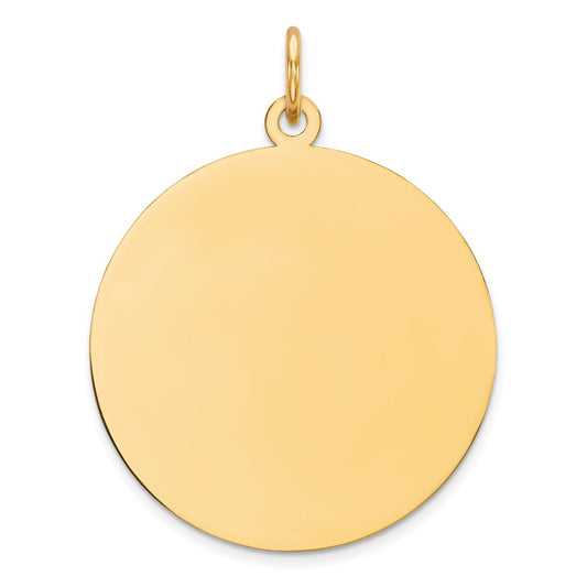 925 Sterling Silver Gold Plated Round Polished Disc Engravable Charm Pendant Jewelry Gifts (Length 1.13" Width 0.86")