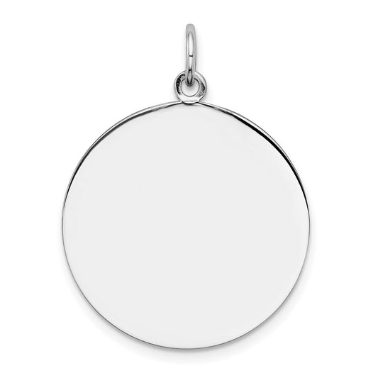 925 Sterling Silver Round Polished Front Satin Back Disc Engravable Charm Pendant Jewelry Gifts (Length 1.13" Width 0.86")