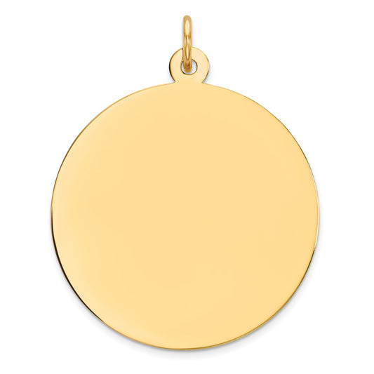 925 Sterling Silver Gold Plated Round Polished Disc Engravable Charm Pendant Jewelry Gifts (Length 1.29" Width 1.01")