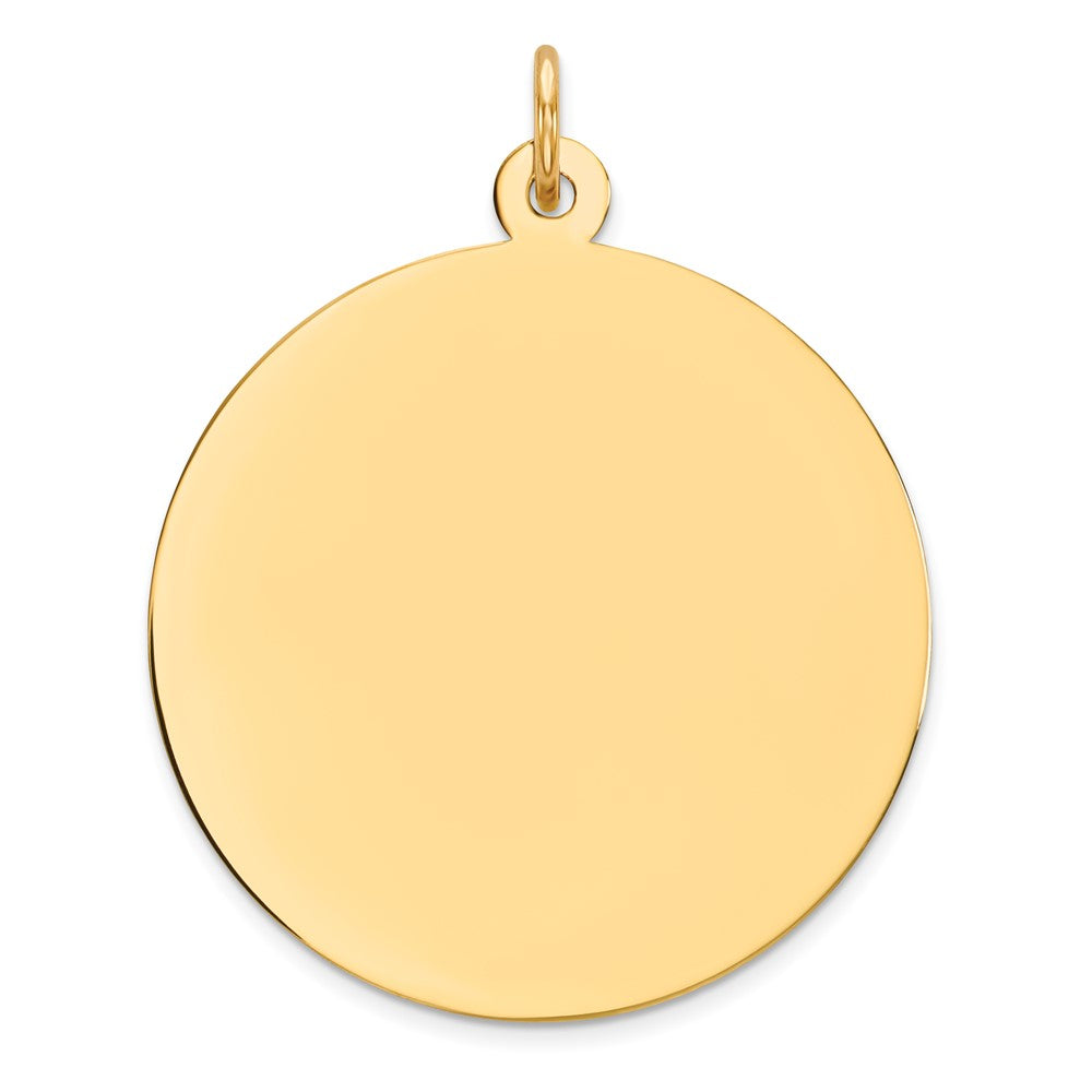 925 Sterling Silver Gold Plated Round Polished Disc Engravable Charm Pendant Jewelry Gifts (Length 1.29" Width 1.01")