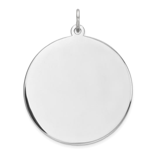925 Sterling Silver Round Polish Front Back Disc Engravable Charm Pendant Jewelry Gifts (Length 1.29" Width 1.01")