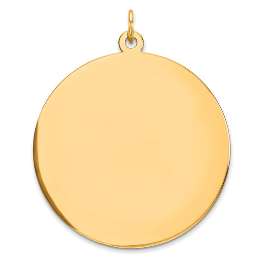 925 Sterling Silver Gold Plated Round Polished Disc Engravable Charm Pendant Jewelry Gifts (Length 1.52" Width 1.25")