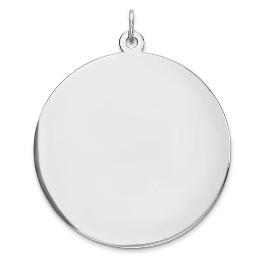925 Sterling Silver Round Polish Front Back Disc Engravable Charm Pendant Jewelry Gifts (Length 1.52" Width 1.25")