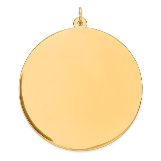 925 Sterling Silver Gold Plated Round Polished Disc Engravable Charm Pendant Jewelry Gifts (Length 1.79" Width 1.48")