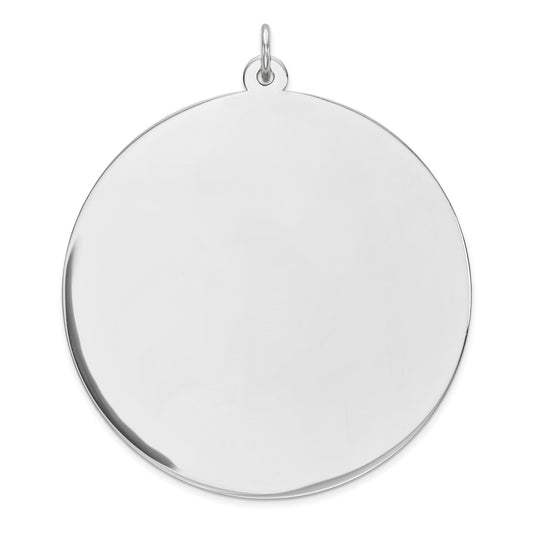 925 Sterling Silver Round Polish Front Back Disc Engravable Charm Pendant Jewelry Gifts (Length 1.79" Width 1.48")