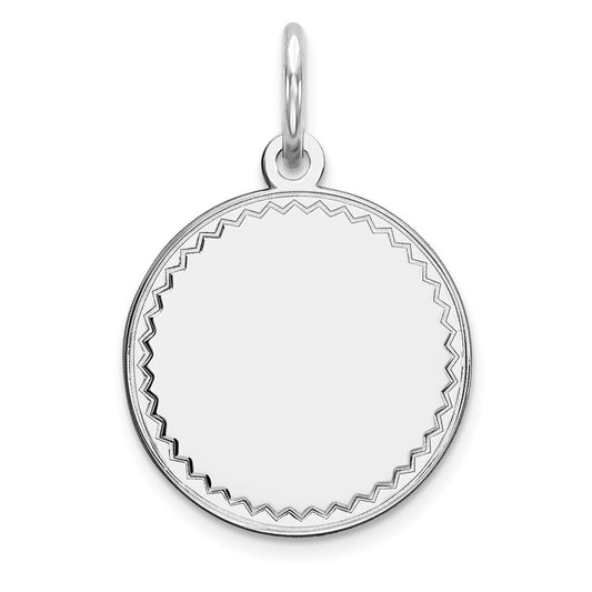 925 Sterling Silver Round Polish Front Back Disc Engravable Charm Pendant Jewelry Gifts (Length 0.78" Width 0.51")