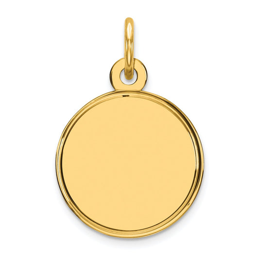925 Sterling Silver Gold Plated Round Polished Disc Engravable Charm Pendant Jewelry Gifts (Length 0.78" Width 0.51")