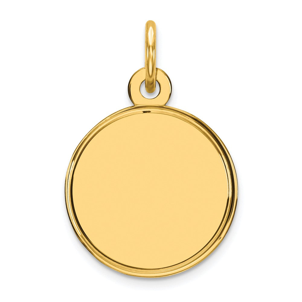 925 Sterling Silver Gold Plated Round Polished Disc Engravable Charm Pendant Jewelry Gifts (Length 0.78" Width 0.51")