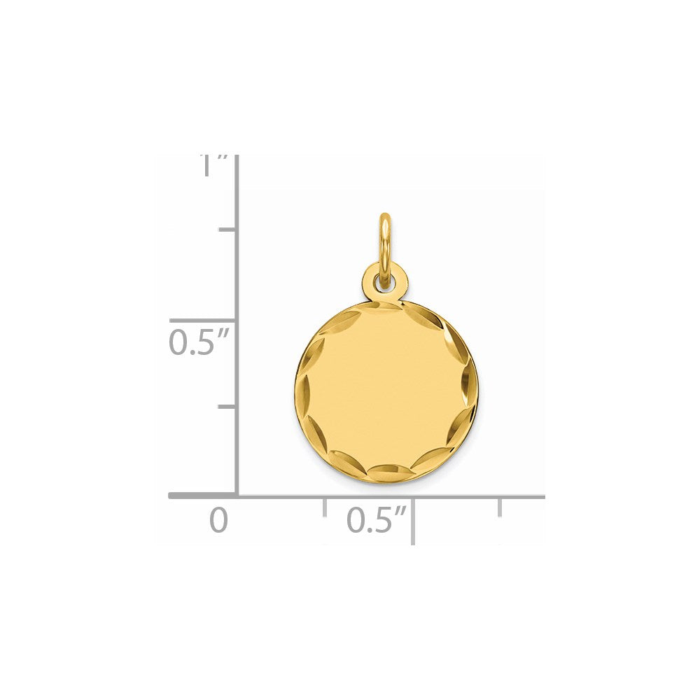 925 Sterling Silver Gold Plated Round Polished Disc Engravable Charm Pendant Jewelry Gifts (Length 0.78" Width 0.51")